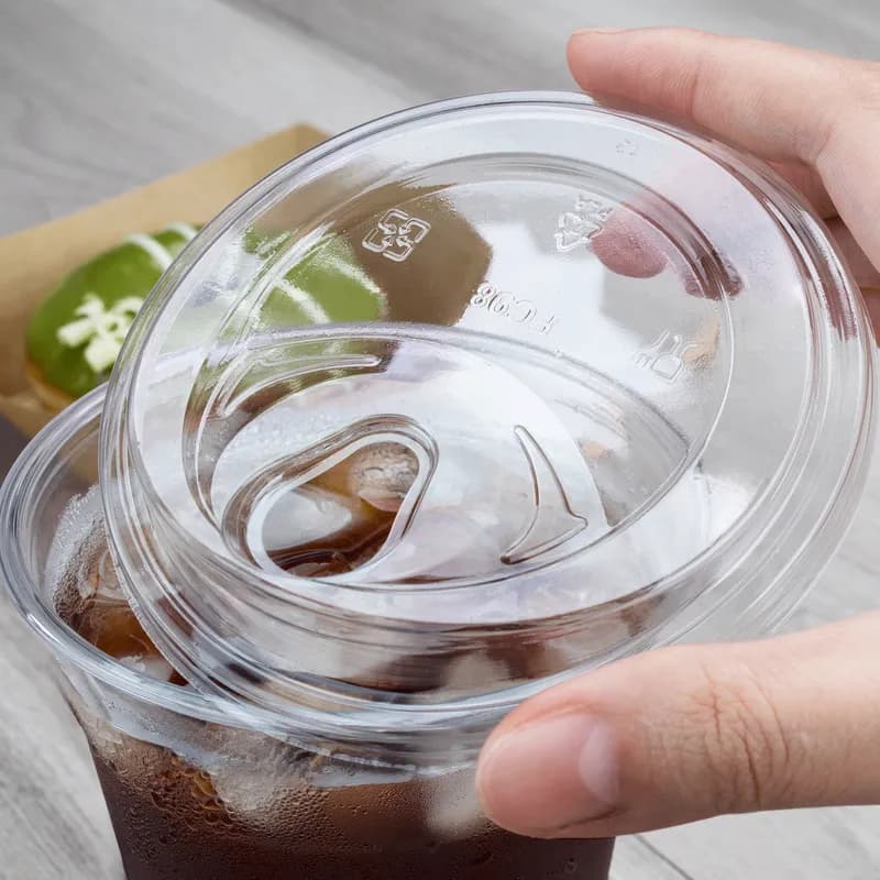 Karat Earth Lid 98MM PLA Clear Round For 12-24 OZ PET Cup Strawless Sip Through 1000/Case