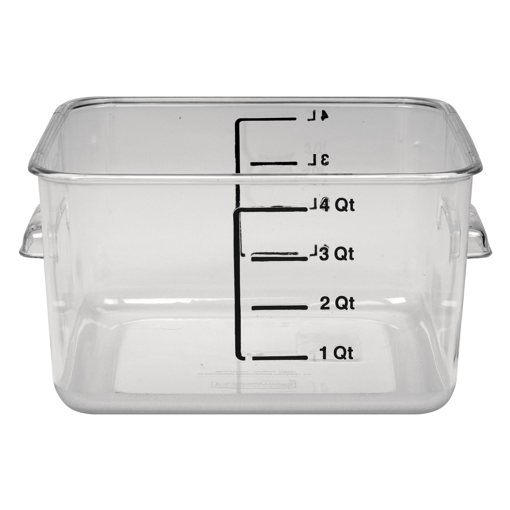 Container 8.75X8.80X4.75 IN 4 QT PC Clear Square Graduated Food Safe 1/Each