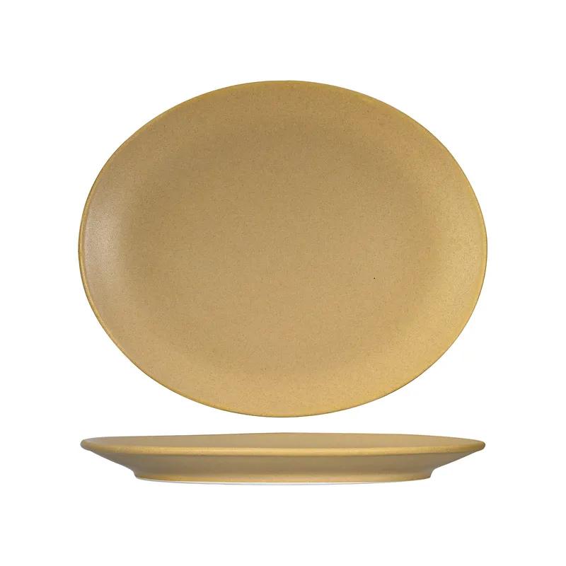 TuxTrendz Zion Platter 11.5 IN China Matte Beige Oval Fully Vitrified 12/Case