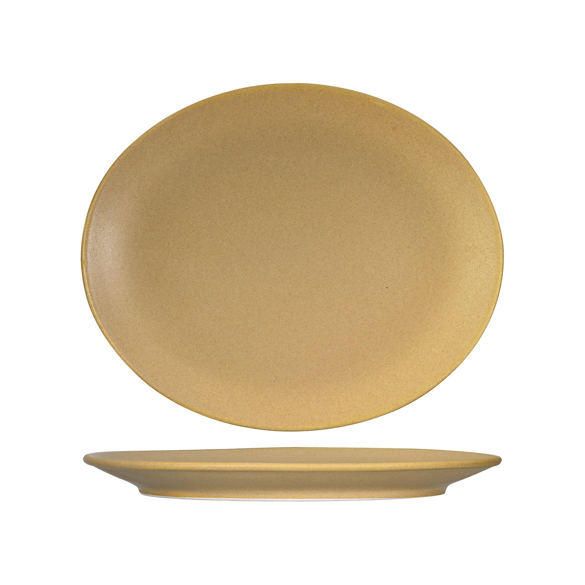 TuxTrendz Zion Platter 11.5 IN China Matte Beige Oval Fully Vitrified 12/Case