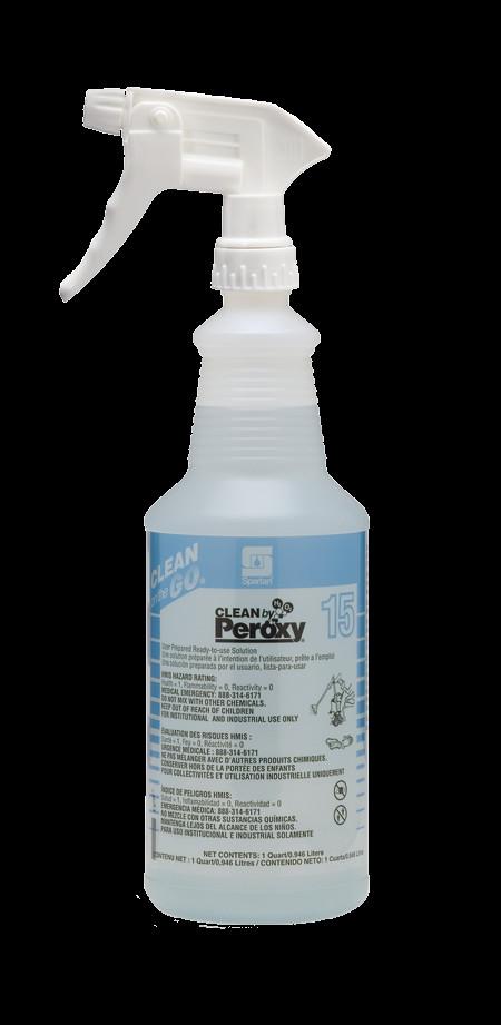 Clean on the Go Clean by Peroxy 15 Spray Bottle & Trigger Sprayer 32 FLOZ Plastic 12/Case