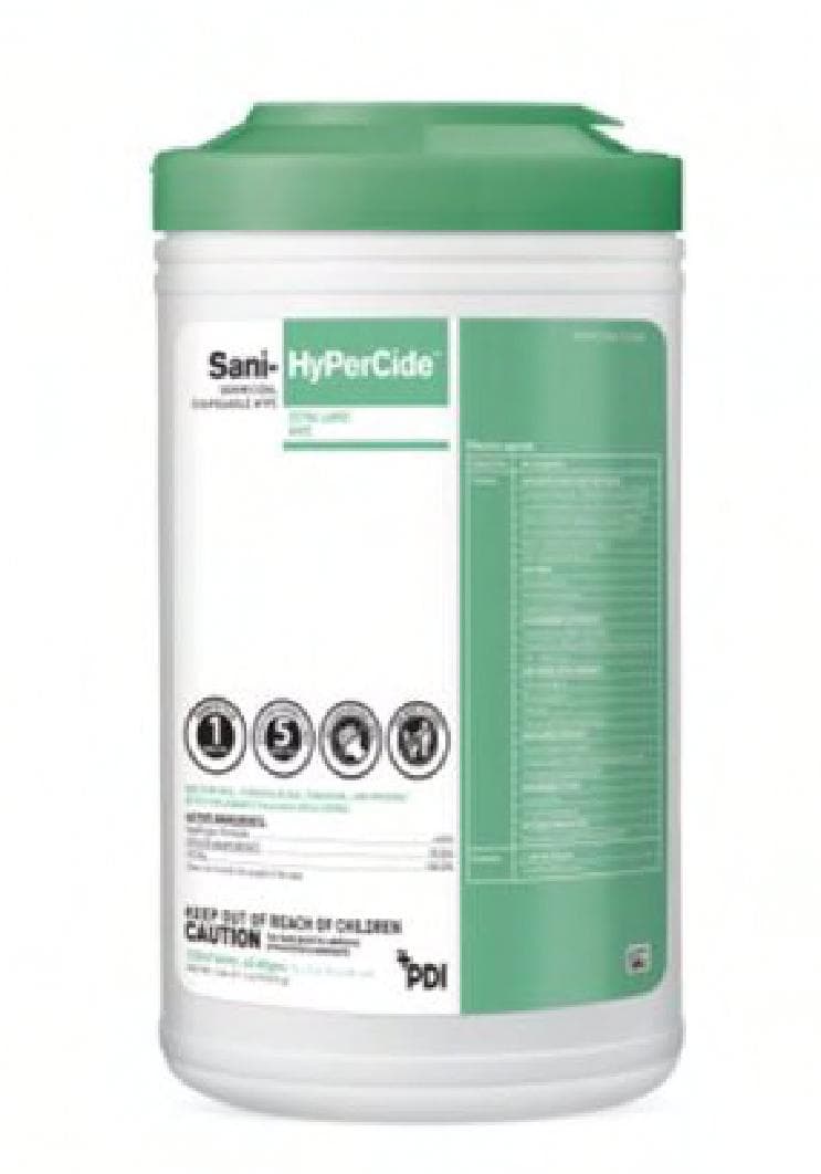 Sani-HyPerCide® Wipe Germicidal Extra-Large Canister 65 Count/Pack 6 Packs/Case