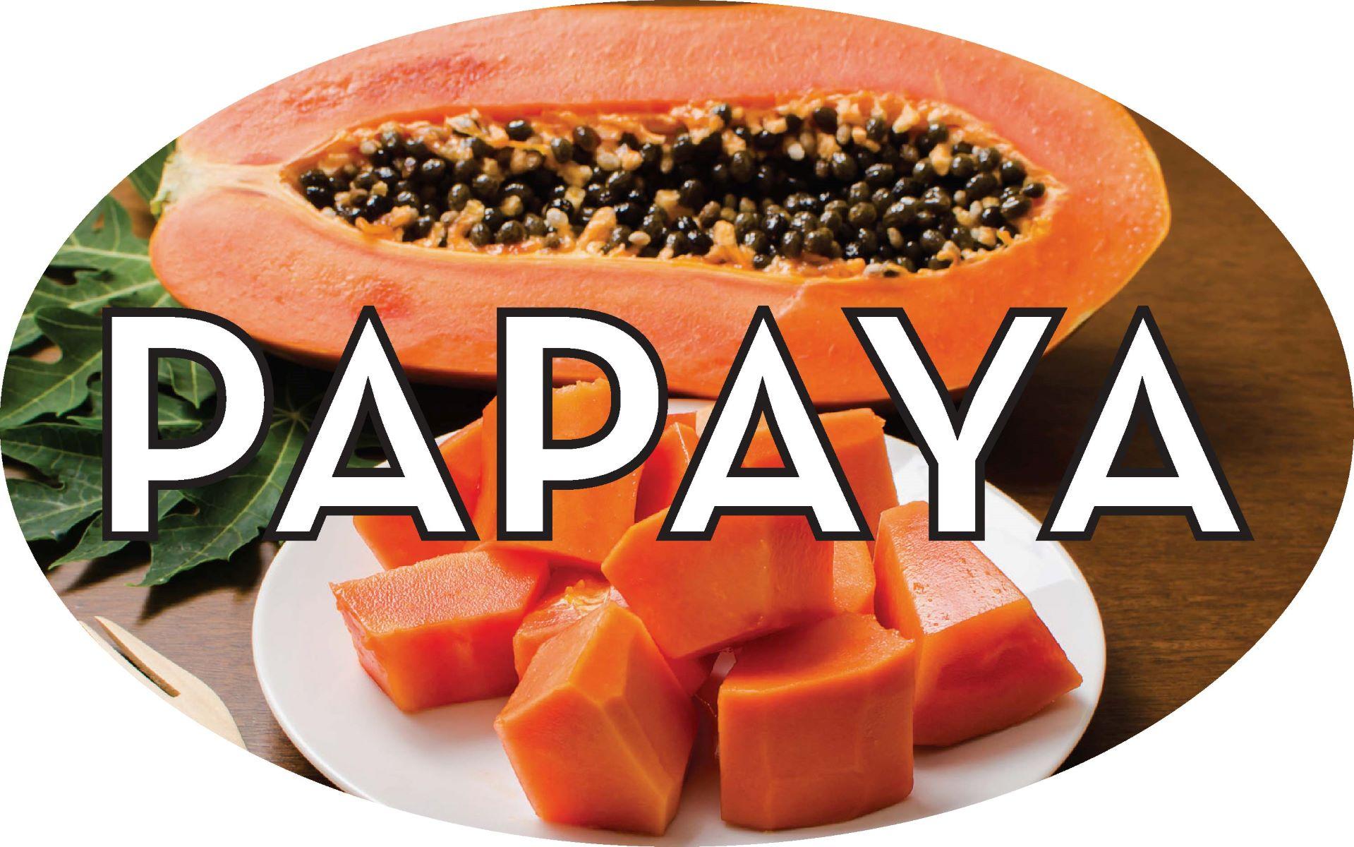 Papaya Produce Label 1.25X2 IN Oval 4 Color Process 500 Count/Roll 20 Rolls/Case 10000 Count/Case