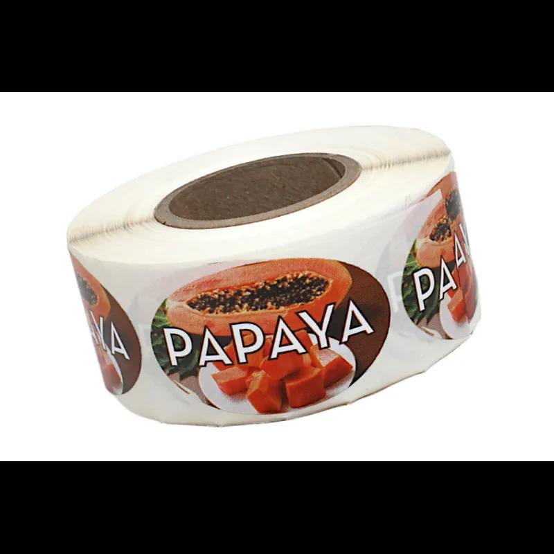 Papaya Produce Label 1.25X2 IN Oval 4 Color Process 500 Count/Roll 20 Rolls/Case 10000 Count/Case