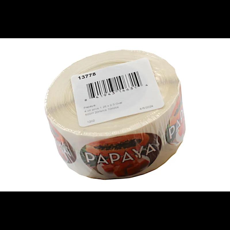 Papaya Produce Label 1.25X2 IN Oval 4 Color Process 500 Count/Roll 20 Rolls/Case 10000 Count/Case