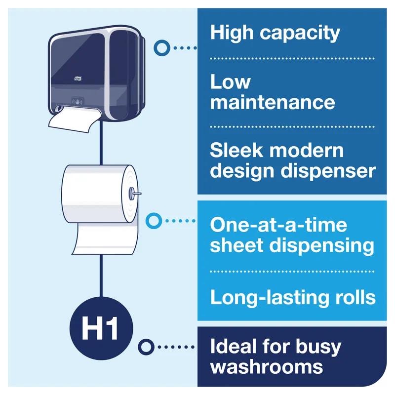 Tork Matic® H1 Paper Towel Dispenser Plastic Wall Mount Black Hard Roll Electronic Touchless Intuition Sensor 1/Each