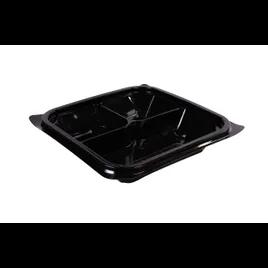 Fresh-Pak StackerZ Take-Out Container Base 8X8X1.5 IN 3 Compartment PP Black Square Microwave Safe 252/Case