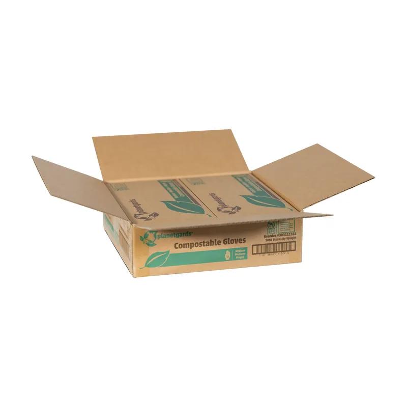 Planetgards® Gloves Medium (MED) Translucent Green Poly Blend 250 Count/Box 4 Box/Case