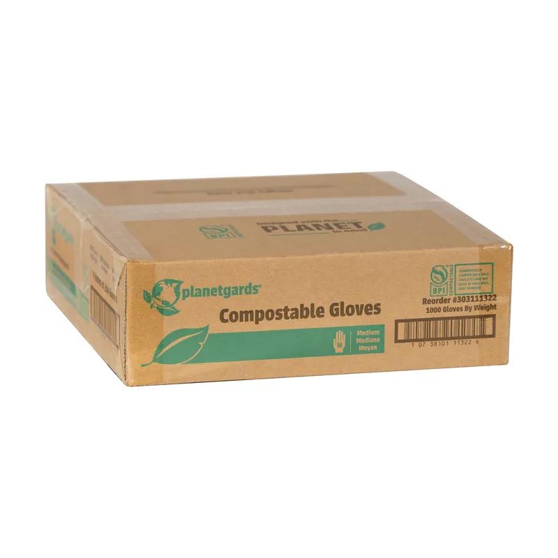 Planetgards® Gloves Medium (MED) Translucent Green Poly Blend 250 Count/Box 4 Box/Case