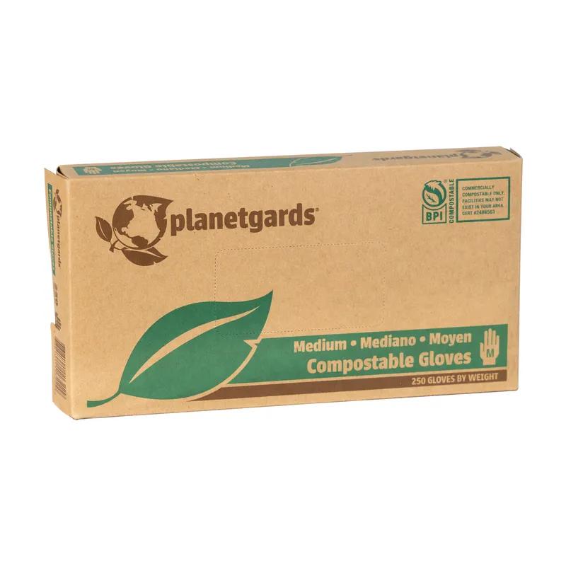 Planetgards® Gloves Medium (MED) Translucent Green Poly Blend 250 Count/Box 4 Box/Case