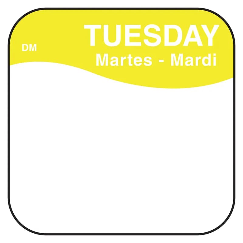 DissolveMark® Tuesday Label 0.75X0.75 IN Day of the Week 1000/Roll