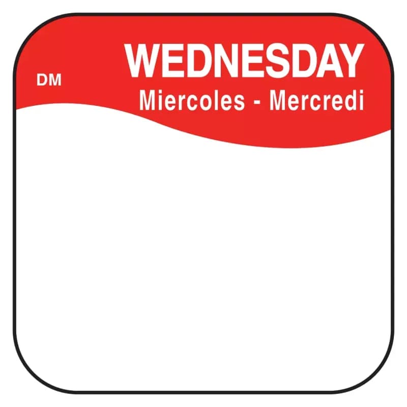 DissolveMark® Wednesday Label 0.75X0.75 IN Day of the Week 1000/Roll