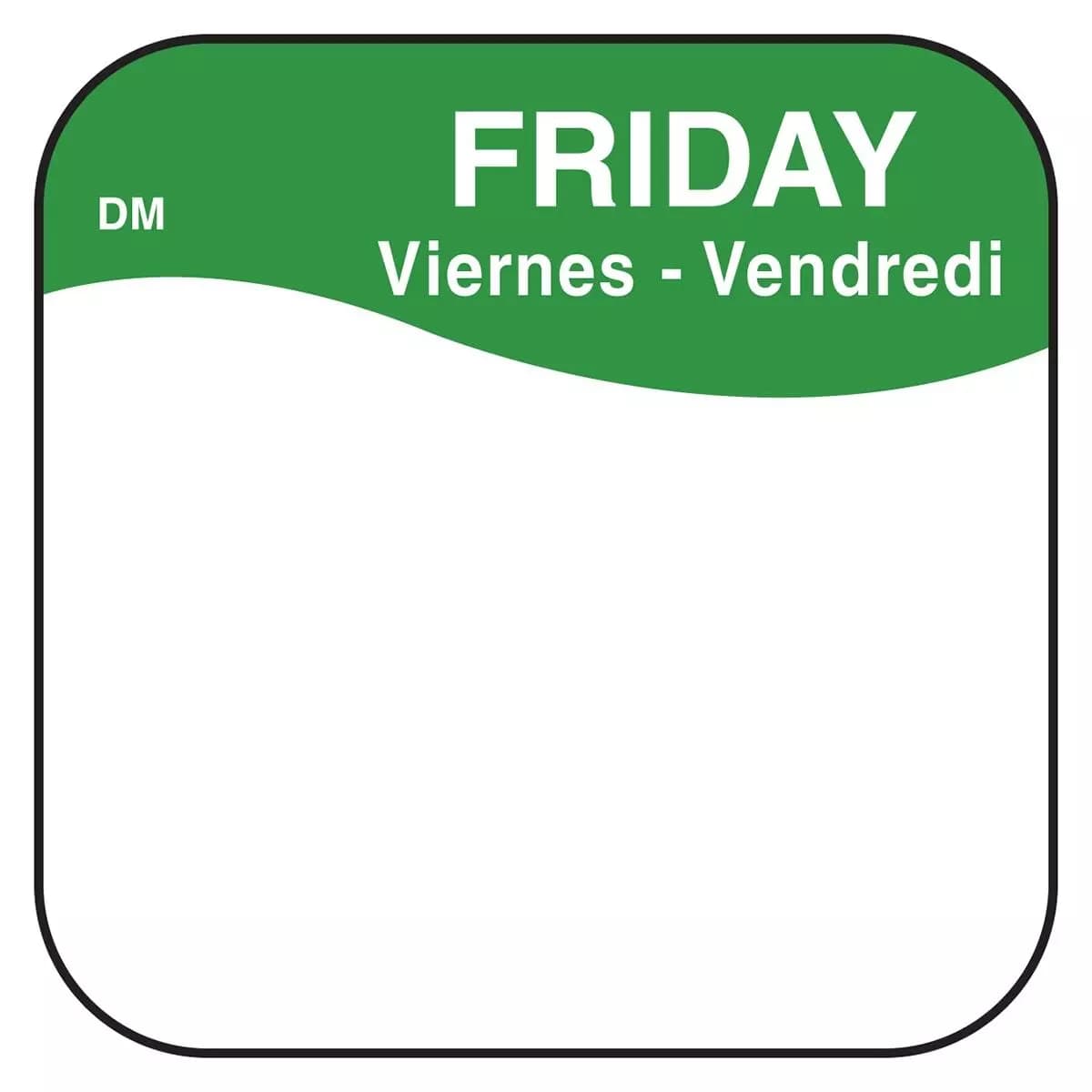 DissolveMark® Friday Label 0.75X0.75 IN Day of the Week 1000/Roll