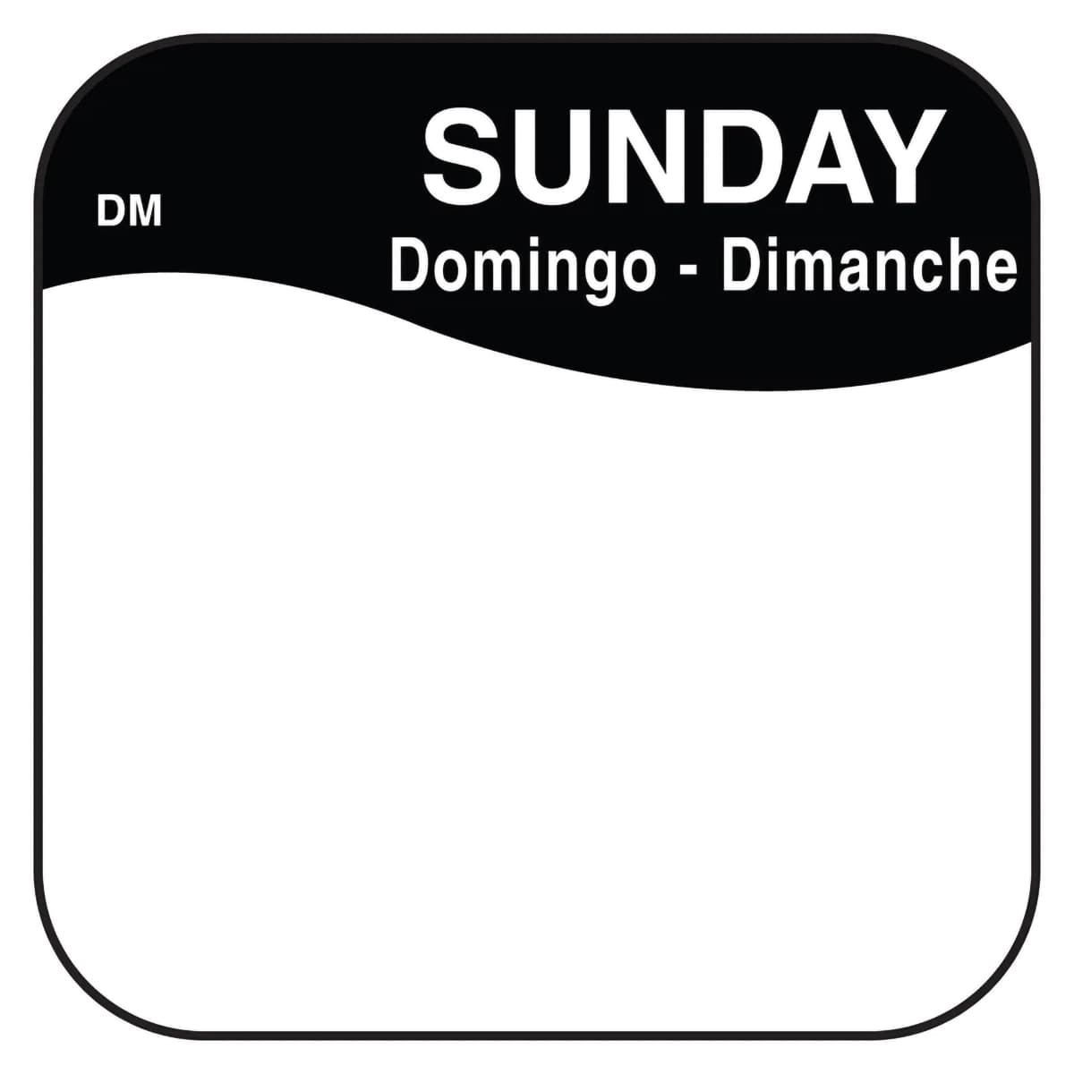 DissolveMark® Sunday Label 0.75X0.75 IN Day of the Week 1000/Roll