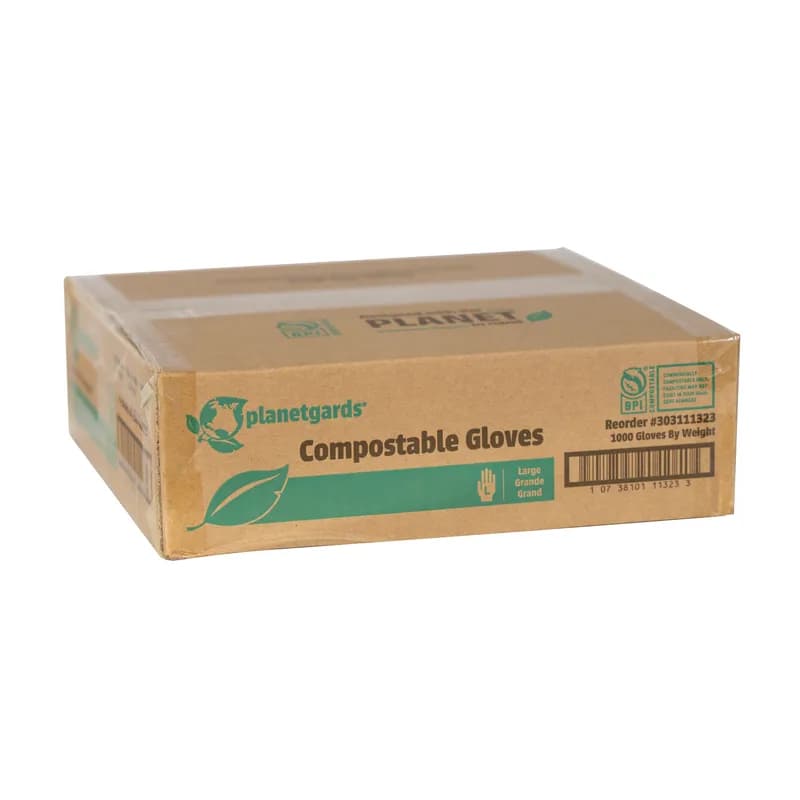 Planetgards® Gloves Large (LG) Translucent Green Powder-Free Touch Screen Compatible 250 Count/Box 4 Box/Case