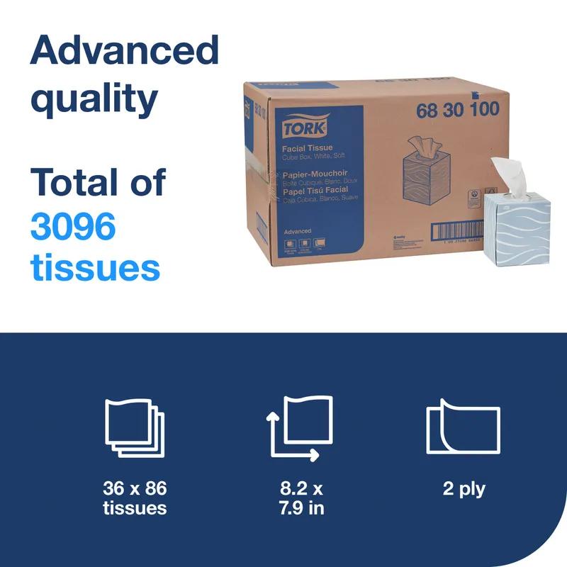 Tork F1 Facial Tissue F1 8.2X7.9 IN 4.1X7.9 IN White Single Fold Cube Box One-At-A-Time Dispensing Refill 86 Count/Box