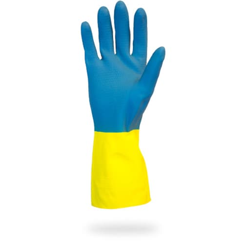 Safety Zone® Gloves Small (SM) 12 IN Blue Yellow 22MIL Neoprene Latex Flock Lined Diamond Grip 12 Ct/Pack 10 Packs/Case