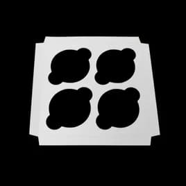 Cupcake Insert Jumbo 7.9375X7.9375X0.625 IN 4 Compartment Cardboard White Kraft 100/Case