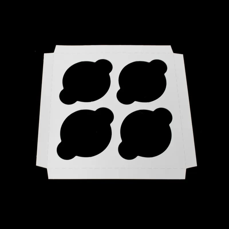 Cupcake Insert Jumbo 7.9375X7.9375X0.625 IN 4 Compartment Cardboard White Kraft 100/Case