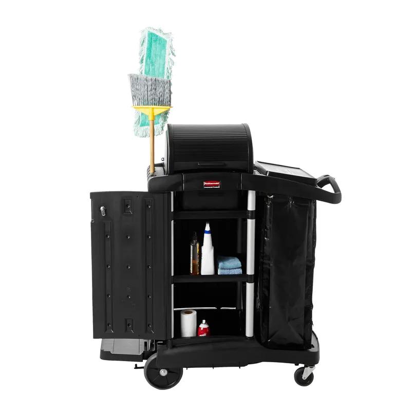 Executive Series™ Janitorial Cleaning Cart 48.25X22X53.5 IN Black Plastic Executive High Security 1/Case