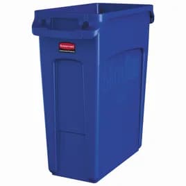 Slim Jim® Trash Can 16 GAL 64 QT Blue Resin Venting Channels Slim 1/Each