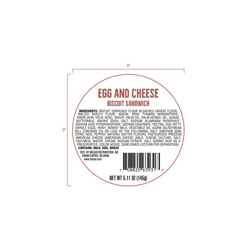 Egg And Cheese Biscuit Sandwich Label 1/Roll