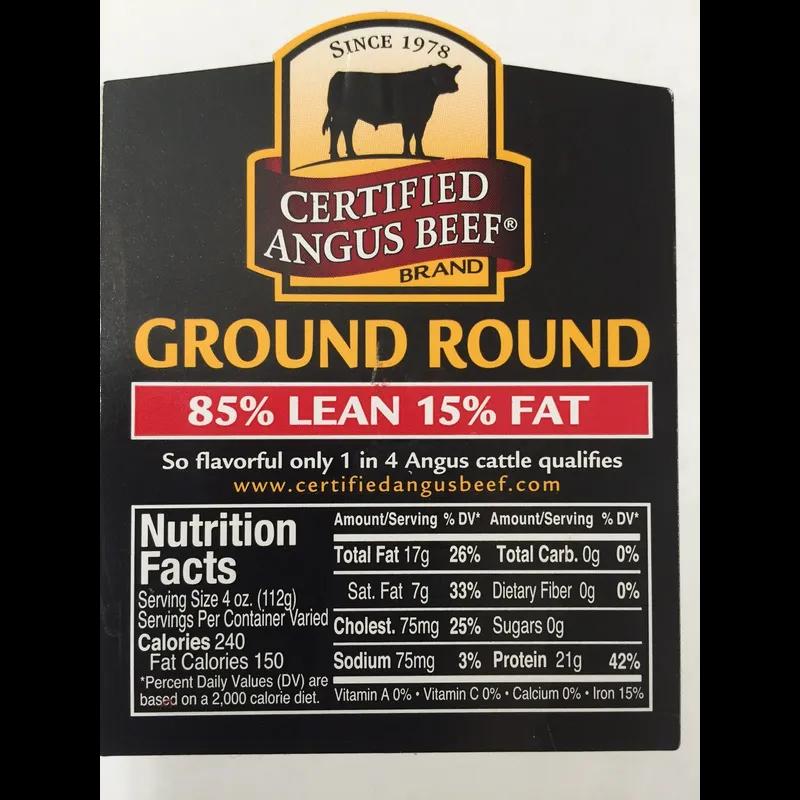 Certified Angus Beef Ground Round 85/15 Label 20/Case