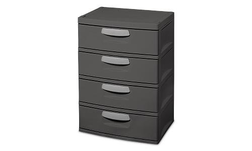 Drawer Unit Dark Gray Plastic With 4 Drawers 1/Each