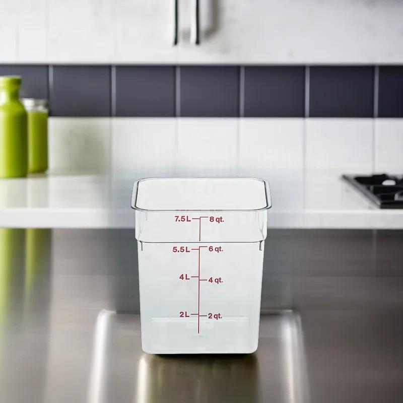 Camwear® Food Storage Container 8.4X8.6X9.1 IN 8 QT Clear Square PC Dishwasher Safe Freezer Safe 6/Case