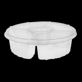 Deli Serving Tray Base & Lid Combo 64 OZ 4 Compartment PET Clear Round 100/Case