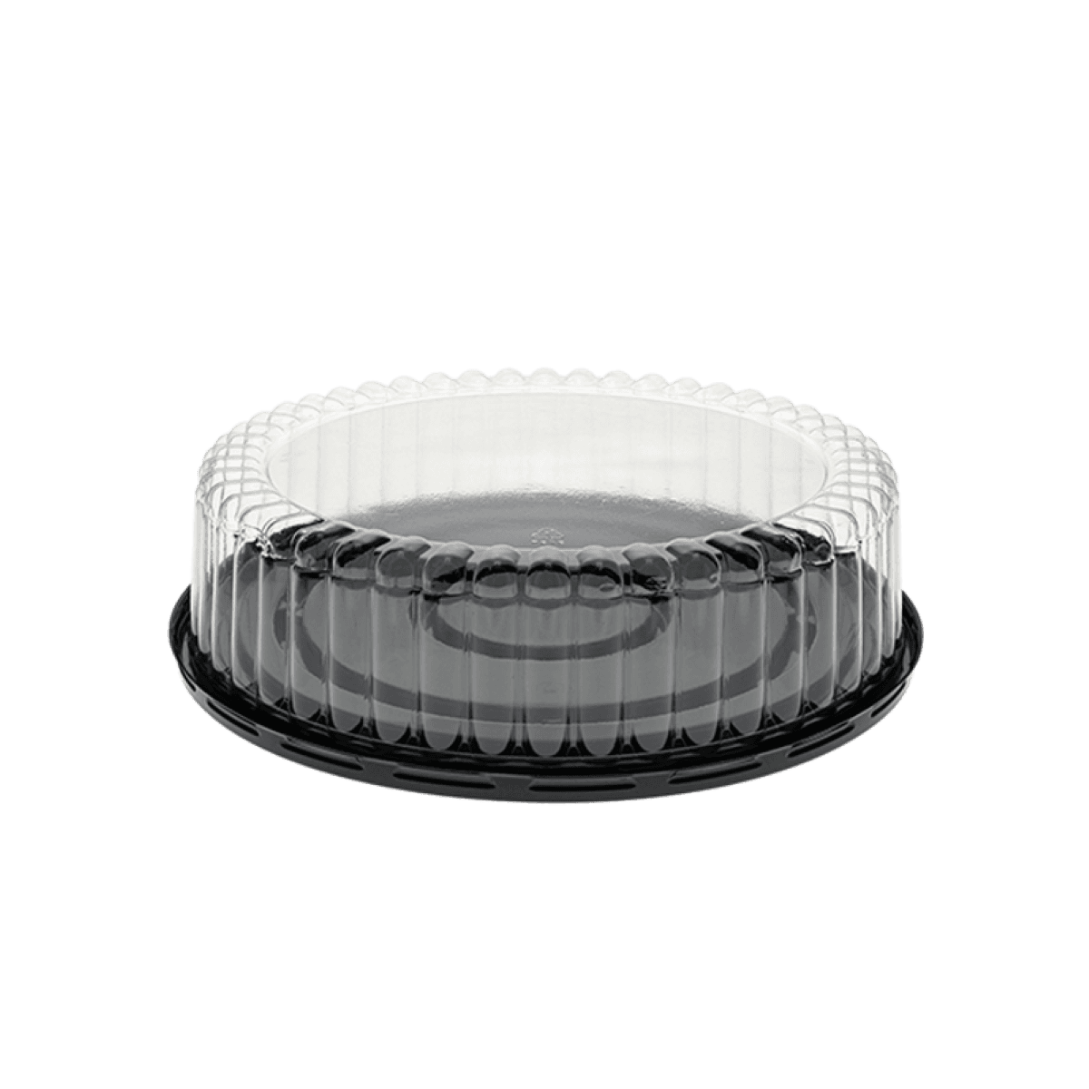Bakery Container & Lid Combo 8X2.5 IN Black Clear Round Fluted 100/Case