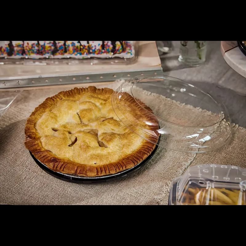 Pie Container & Lid Combo With Dome Lid 9X1.5 IN PET Black Clear Swirl 100/Case