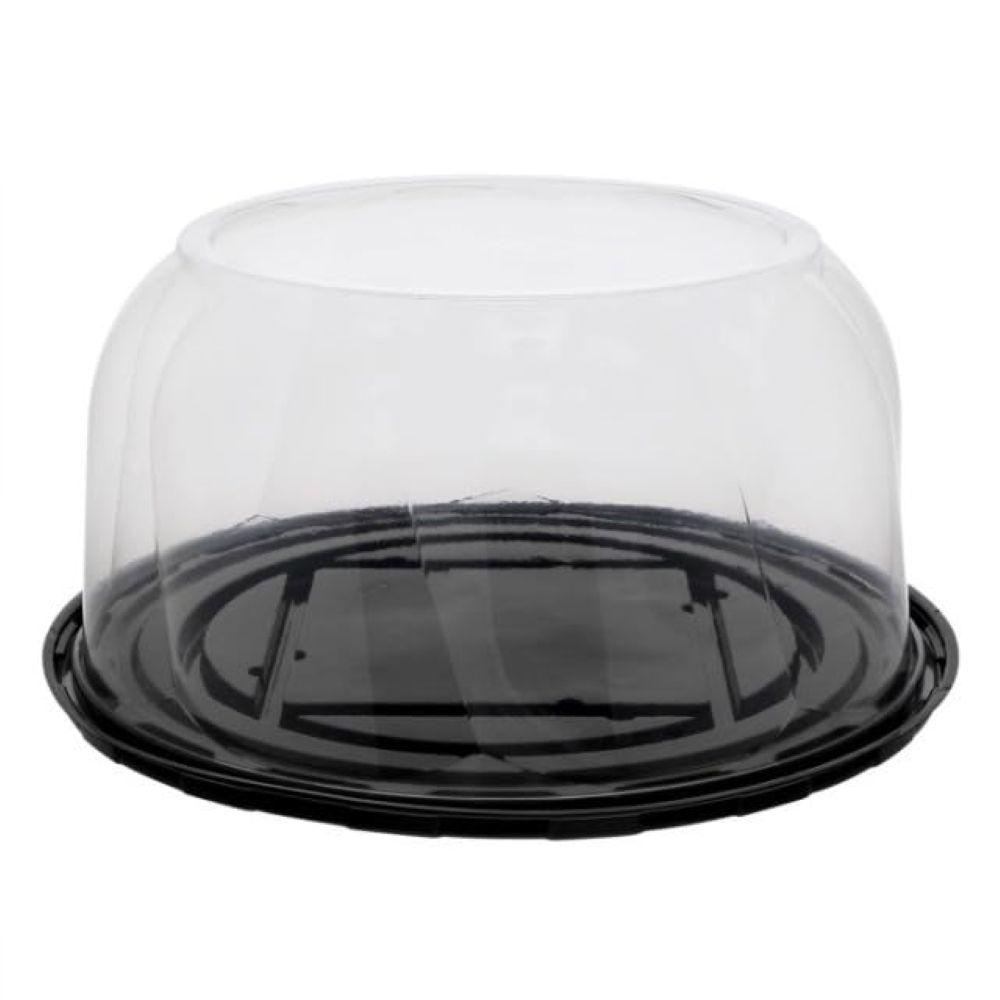 Cake Container & Lid Combo With Dome Lid 9X5.5 IN PET Black Swirl 50/Case