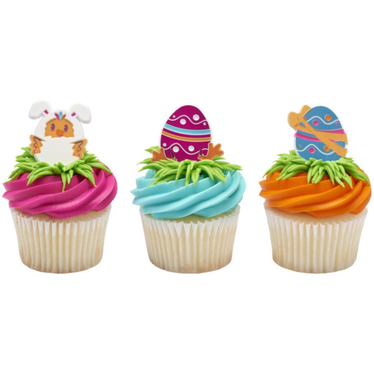 Cake & Cupcake Topper Ring Pink Foil Egg-Cited for Easter 144/Bag