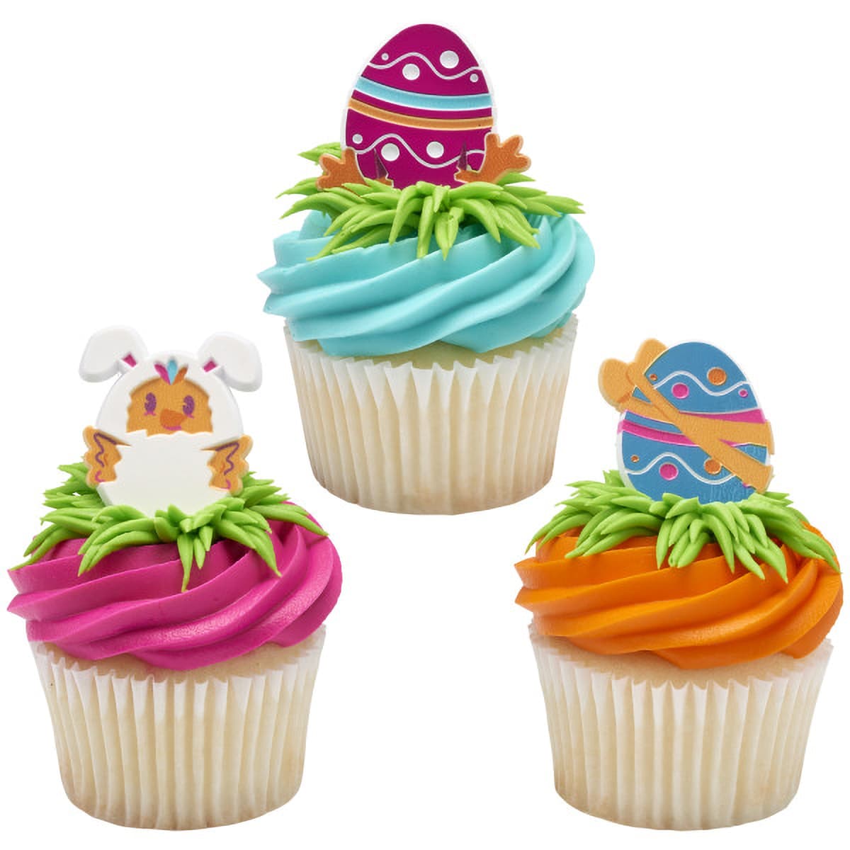 Cake & Cupcake Topper Ring Pink Foil Egg-Cited for Easter 144/Bag