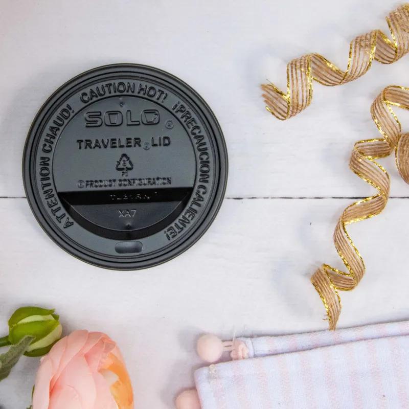 Solo® Traveler® Lid Dome 3.41X0.73 IN PS Black For 10 OZ Hot Cup Cappuccino Sip Through 100 Count/Pack 10 Packs/Case