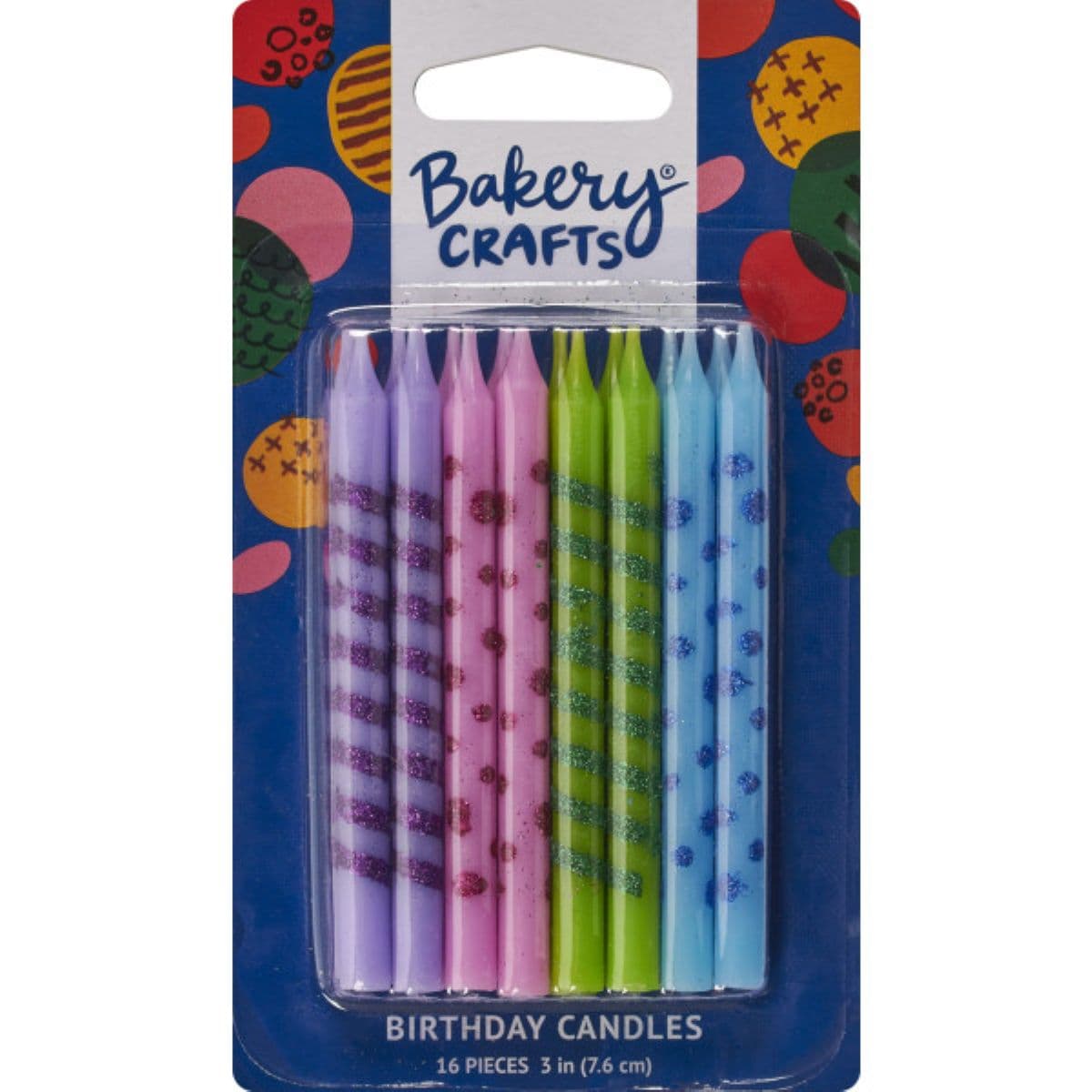 Candle Glitter Stripes & Dots 6/Box