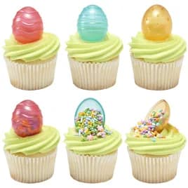 Cake & Cupcake Topper Ring 1.4X1.55X1.85 IN Easter Egg Fillable 72/Bag