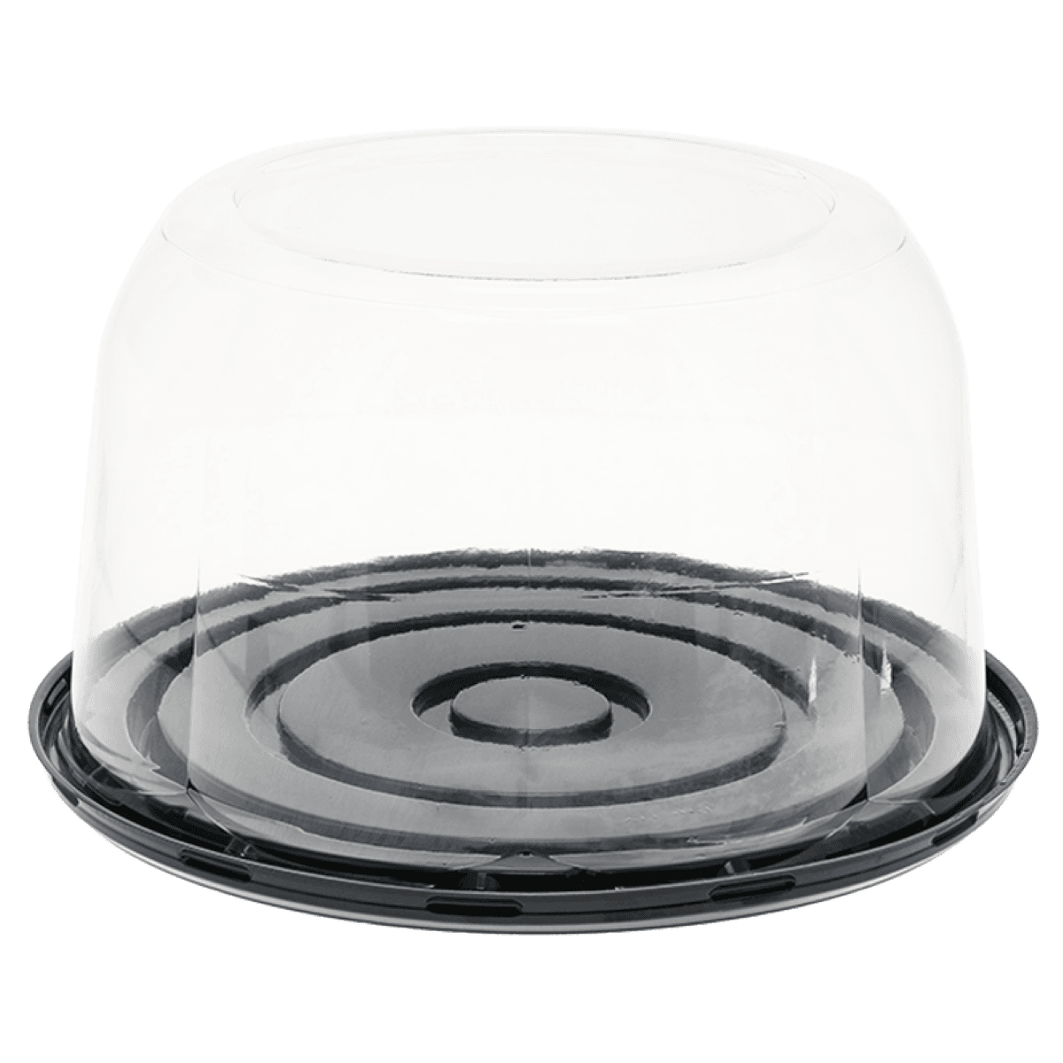 Cake Container & Lid Combo With Rosedome Lid 8X5.75 IN PET Black Clear 100/Case