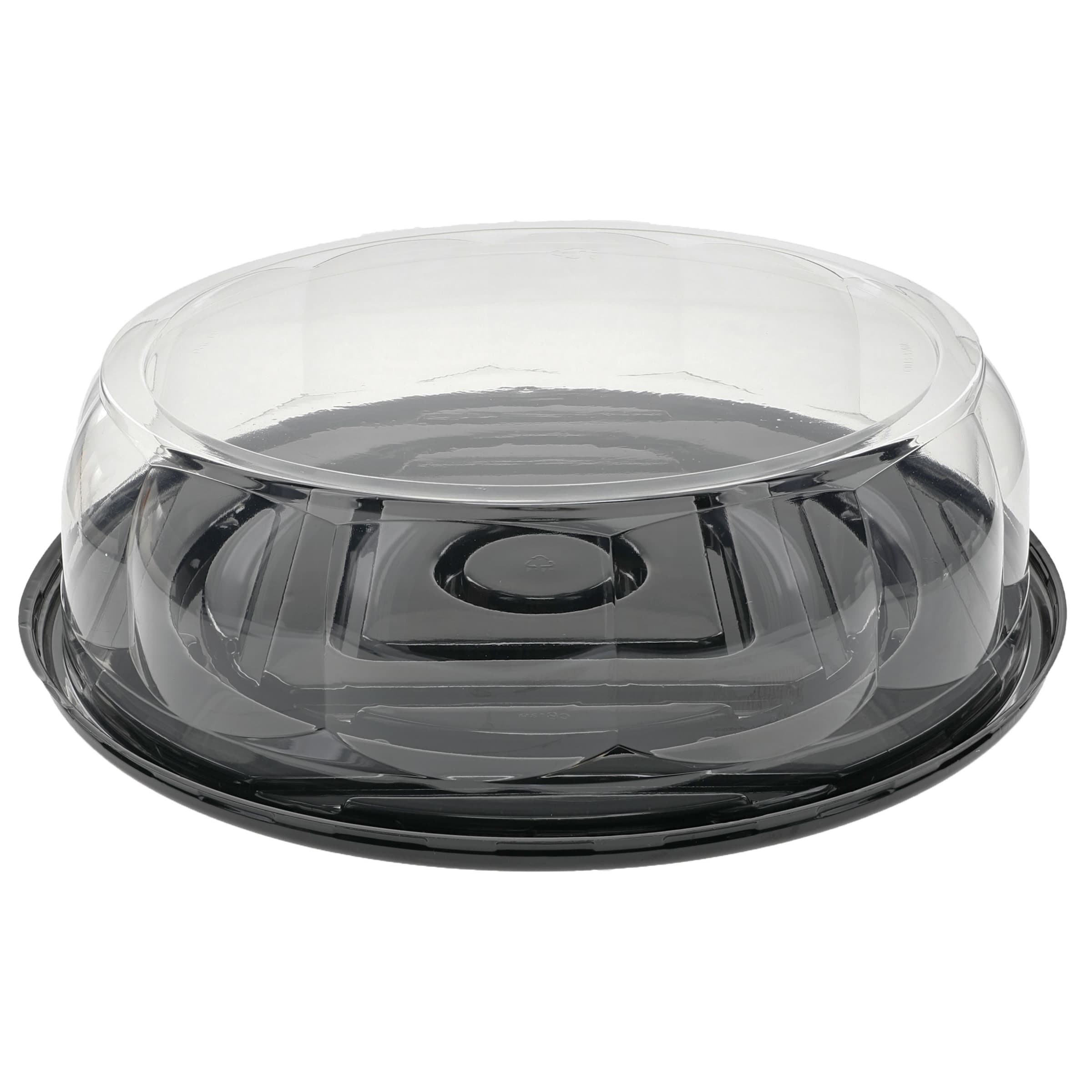 Cake Container & Lid Combo With Rosedome Lid 13X3.5 IN PET Black Clear 50/Case