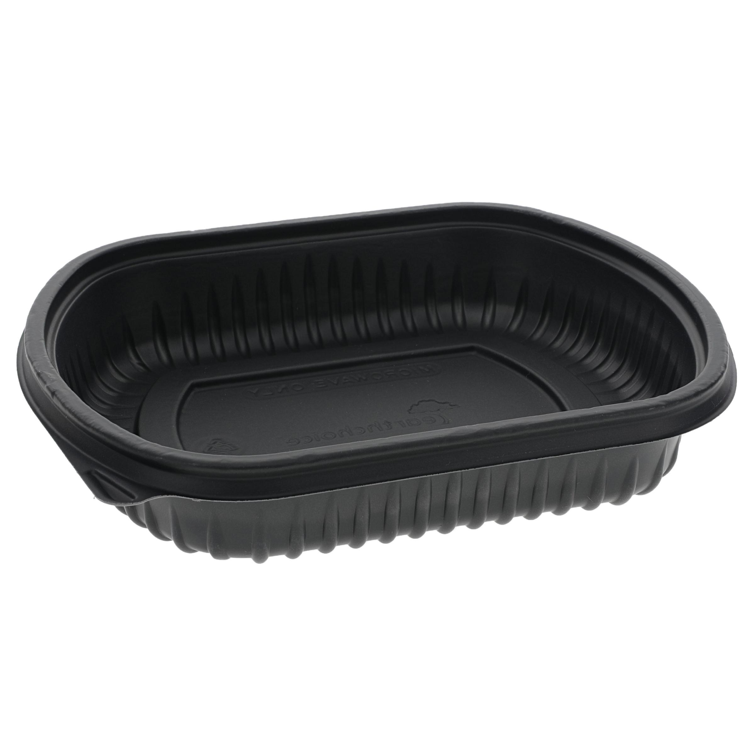 Take-Out Container Base 8.125X6.5X1.5 IN MFPP Black Rectangle 250/Case