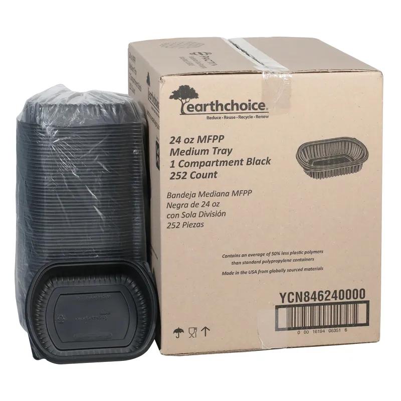 Take-Out Container Base 8.125X6.5X1.5 IN MFPP Black Rectangle 250/Case