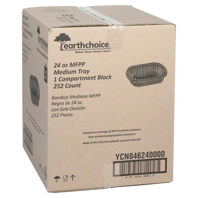 Take-Out Container Base 8.125X6.5X1.5 IN MFPP Black Rectangle 250/Case