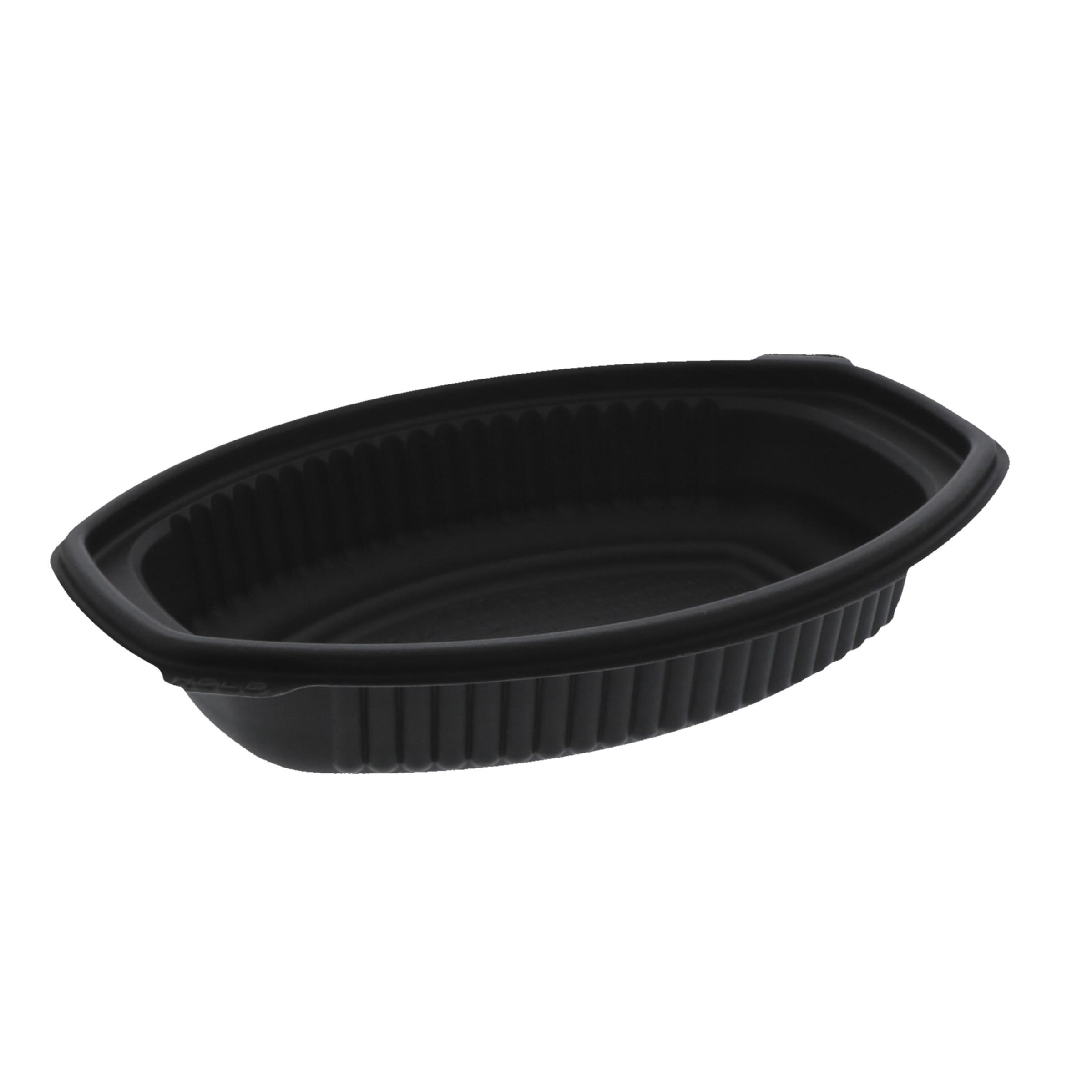 Casserole Take-Out Container Base 7.875X5.25X2.25 IN MFPP Black Oval 250/Case