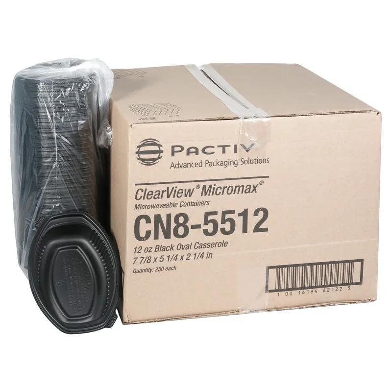 Casserole Take-Out Container Base 7.875X5.25X2.25 IN MFPP Black Oval 250/Case