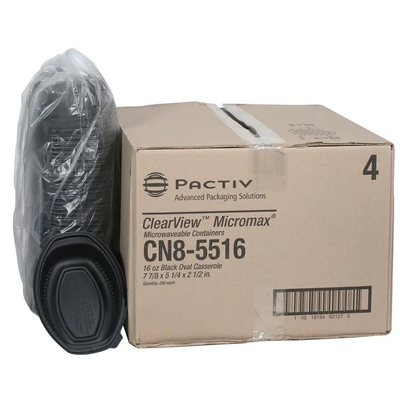 Casserole Take-Out Container Base With Dome Lid 7.875X5.25X2.5 IN MFPP Black Oval 252/Case