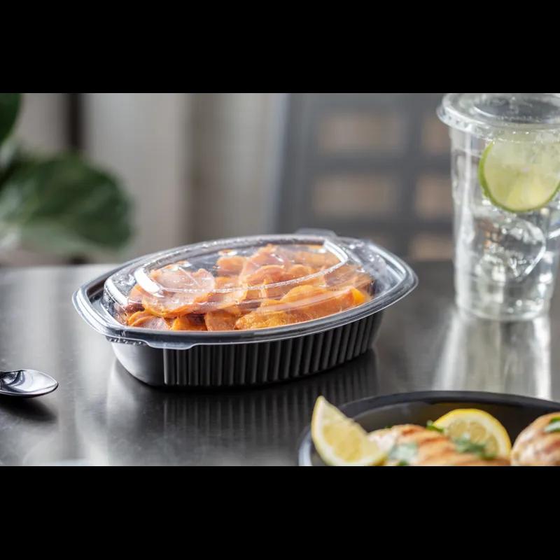 Casserole Take-Out Container Base With Dome Lid 7.875X5.25X2.5 IN MFPP Black Oval 252/Case