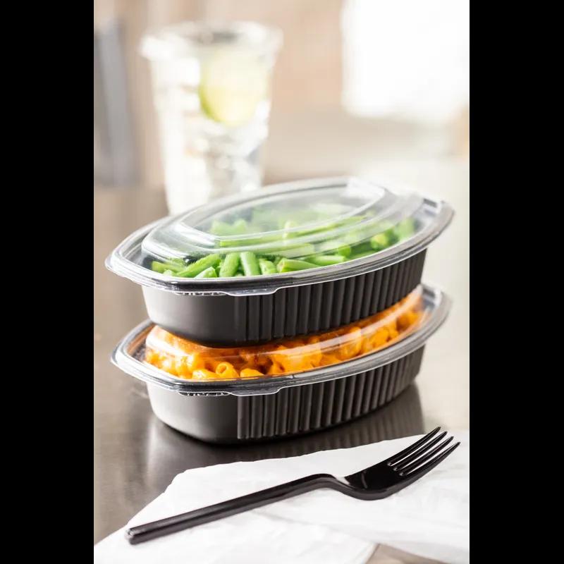 Casserole Take-Out Container Base With Dome Lid 7.875X5.25X2.5 IN MFPP Black Oval 252/Case