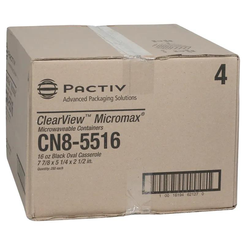 Casserole Take-Out Container Base With Dome Lid 7.875X5.25X2.5 IN MFPP Black Oval 252/Case