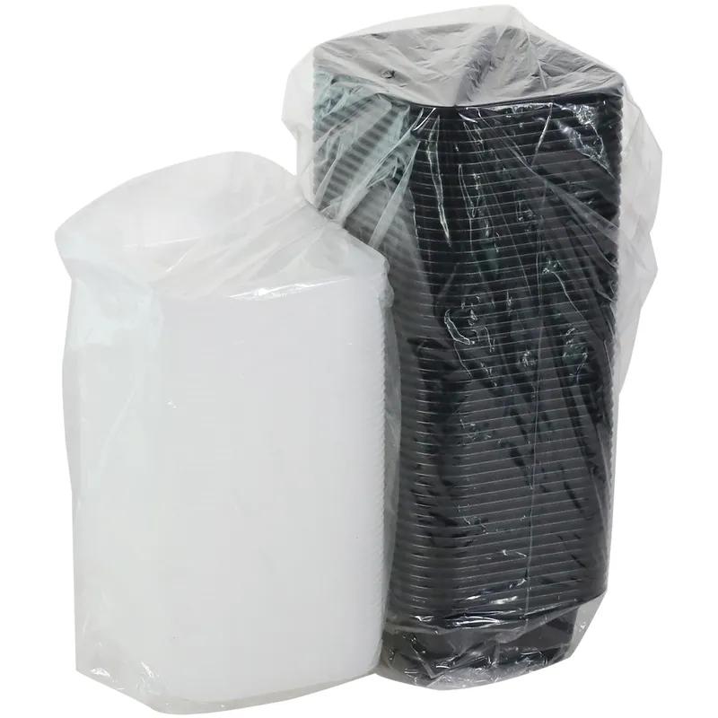 Take-Out Container Base & Lid Combo With Dome Lid 12 OZ PP Black Clear Rectangle 150/Case